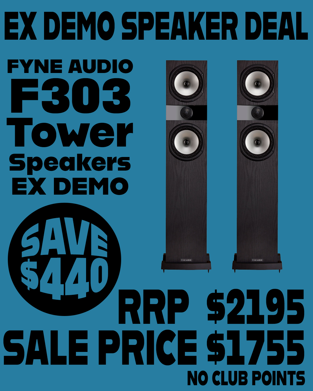 Fyne Audio F303 Speakers - Black Ash - Ex Demo No Club Points
